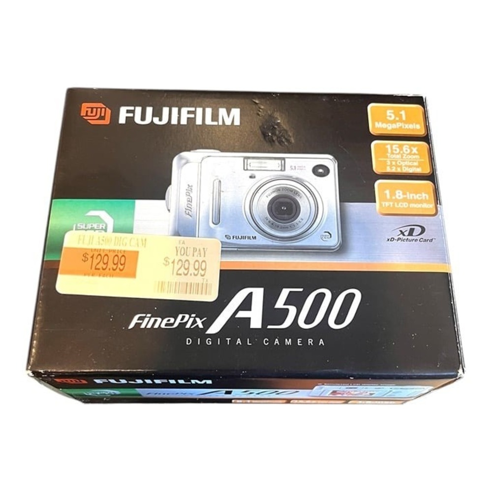 Fujifilm Fuji Finepix A500 Silver Digital Camera 5.1MP Open Box Manuals USB CD